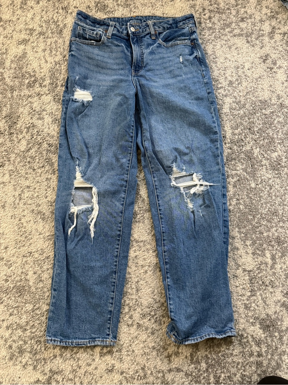 Old Navy High-Rise Ripped Medium Blue Jeans